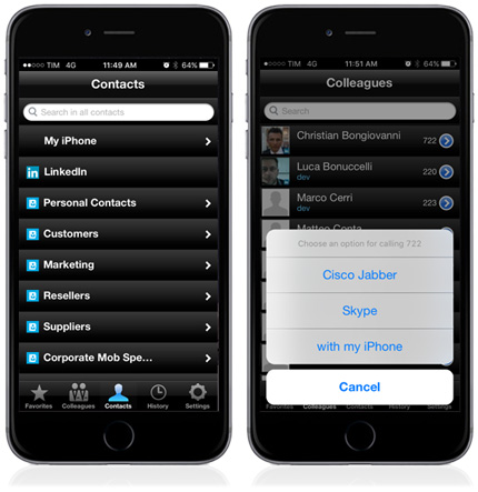 Imagicle Apps mobili - Contatti